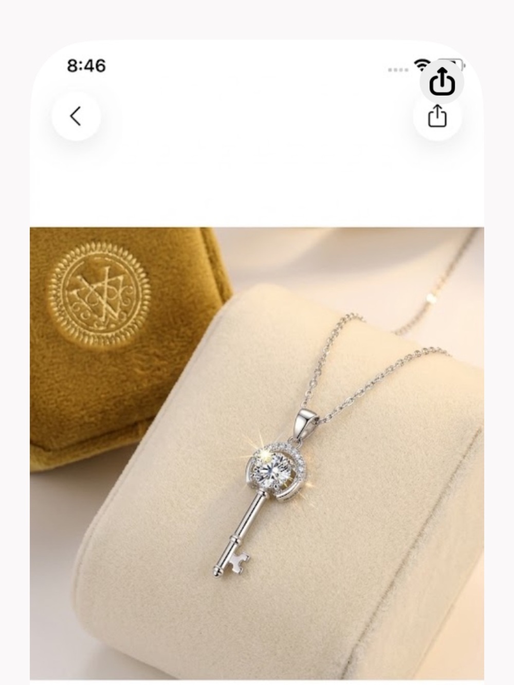 Elegant Silver Key Pendant Necklace with Clear Crystal - Women Jewelry